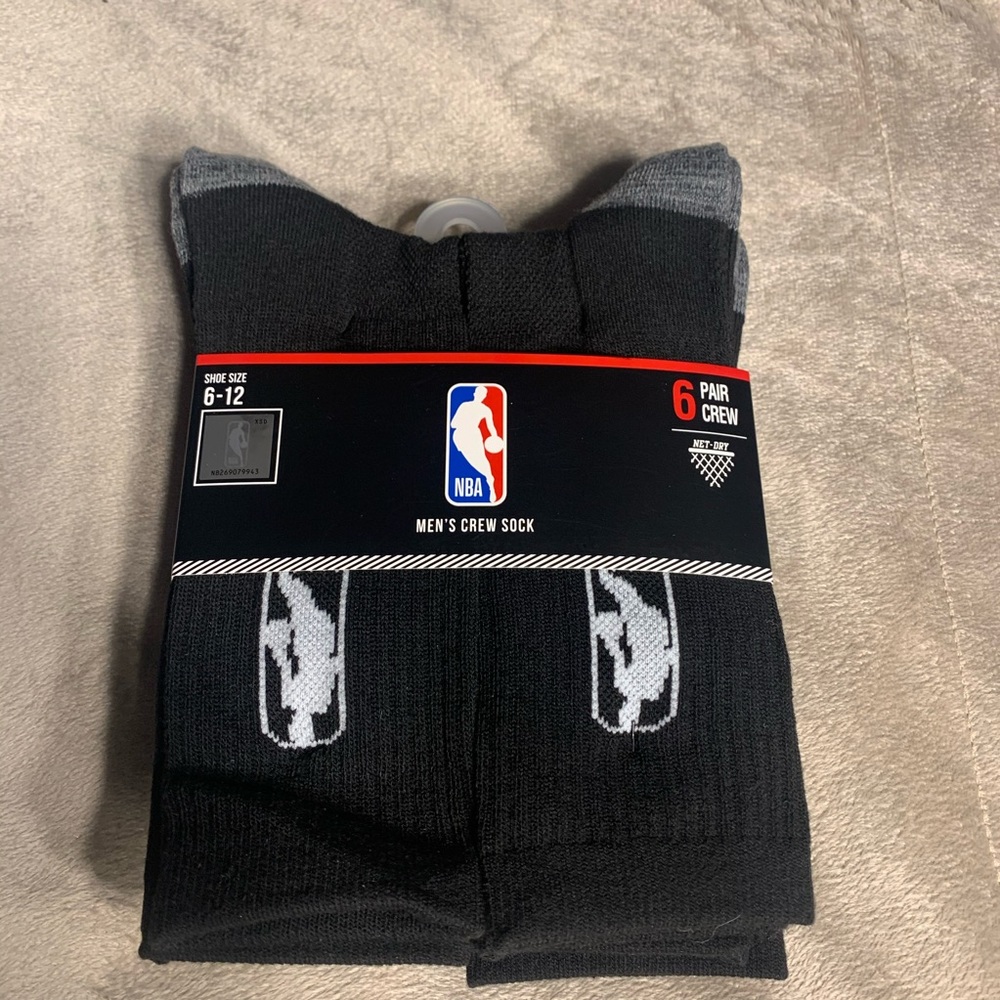 NWT NBA 6 pair crew socks